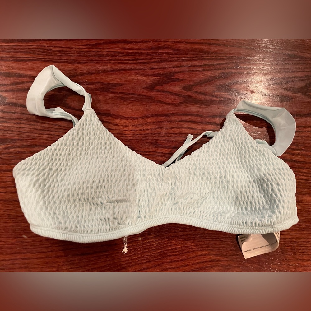 Women's Textured Bikini Top - Light Blue